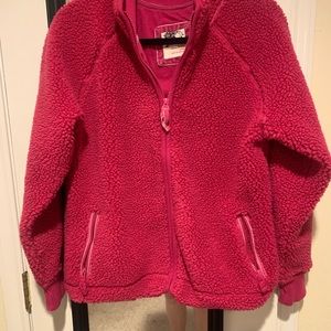 Sherpa coat - full zip up. Magenta